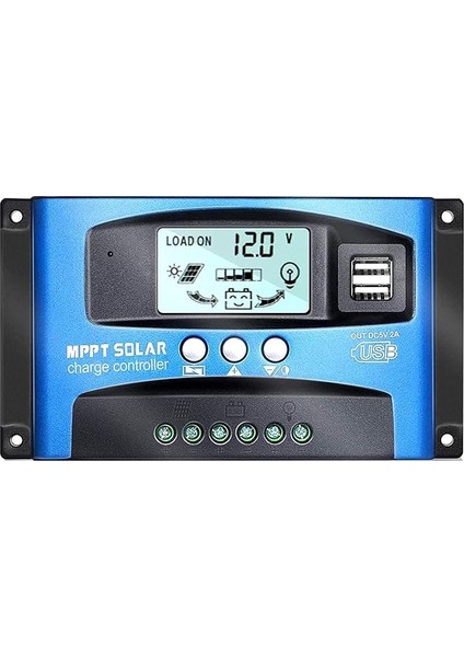 100A Mppt 12 V / 24 V Çift USB Bağlantı Noktası, LCD Ekran Güneş Paneli Şarj Kontrolörü