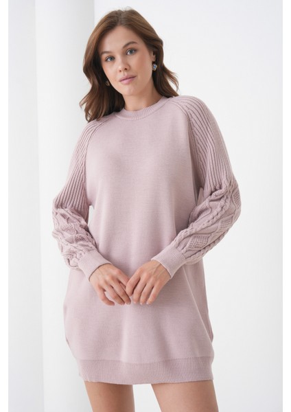 Kadın Kolları Uzun Kendinden Dokulu Bisiklet Yaka Tunik Boy Şık Kışlık Triko Kazak fiyatları