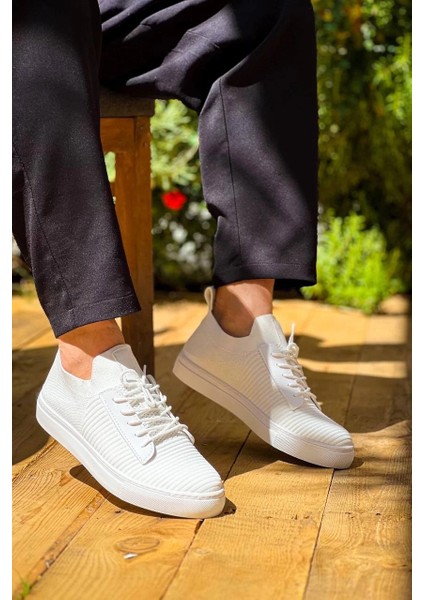 KB-110 Kuback Beyaz Triko Yüksek Taban Bağcıklı Günlük Erkek Ayakkabı fiyatları
