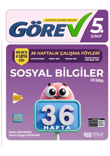 Nitelik 5.sınıf Görev Sosyal Bilimler 36 Haftalık Çalışma Föyleri
