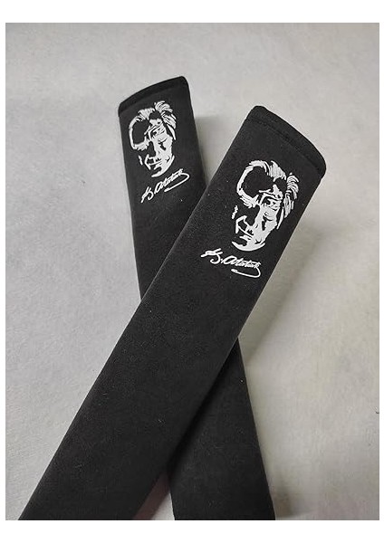 Atatürk Baskılı Beyaz Baskı Antrasit Alakantara Araç Emniyet Kemer Kılıfı &amp; Ped (2 Adet) Boyun Çizilmelerine Karşı Koruma, Terleme Önleyici, Alcantara, Atatürk Imzalı fiyatları