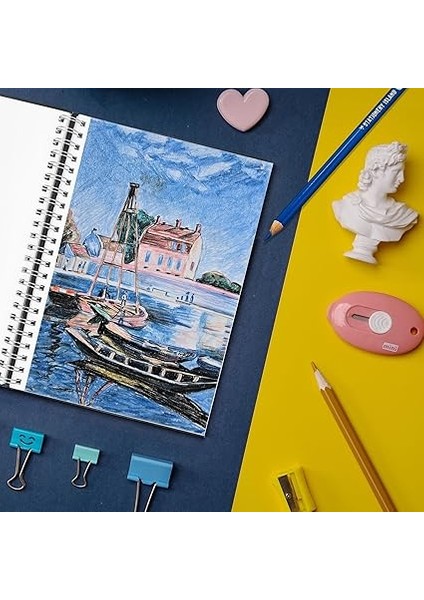 Island A4 Eskiz Defteri, Ciltli Eskiz Defteri, 200 Gsm Kalın Kağıt, Spiral Ciltli Eskiz Defteri, A4, Eskiz, Portre, 50 Yaprak / 100 Sayfa fırsatları