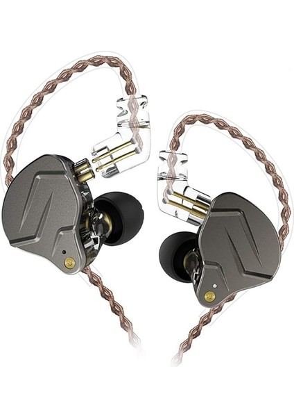 Zsn Pro Metal Kulaklık Hibrit Teknolojisi 1ba + 1dd Hifi Kulaklık, Bas Kulak Içi Kulaklık, Gürültü Önleyici Kulaklıklar (Gri, Mikrofonsuz)