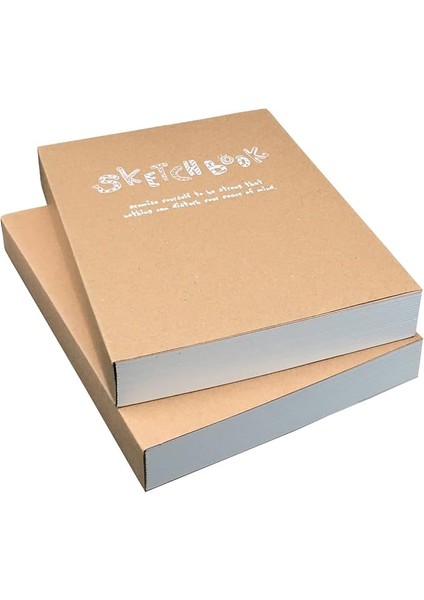 Kraft Kapaklı Defter ve Eskiz Defteri - 2'li Boş Düz Eskiz Kitap Seti - 125 G Kalın Kağıt A5 Boyutunda, 150 x 210 mm Kağıt Çizim ve Eskiz Için Ideal - 128 YAPRAK/256 Sayfa - 180 Derece Açılış, 2 Adet