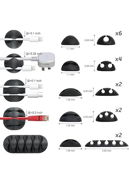 16 Adet Kordon Tutucu Siyah Kendinden Yapışkanlı Kordon Klipleri Masa Kablo Yönetimi Ev Veya Ofis Için fiyatları