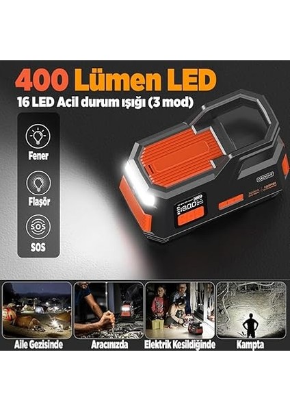 JS006 26800MAH 3000A Akü Takviye Cihazı + Lastik Şişirme Kompresörü Taşınabilir Jump Starter (Kompresör+Powerbank+Led Lamba+Lcd Ekran) indirimleri