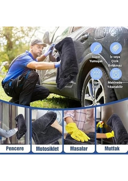 40X60CM 1200GSM Süper Su Emici Özellikli Mikrofiber Araç Kurulama Havlusu, Çizik ve Iz Bırakmaz Bez modelleri