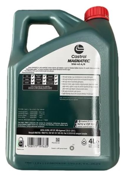 Magnatec 10W-40 A/b Benzinli &amp; Dizel 4 Lt 2025 Ü.t fiyatları