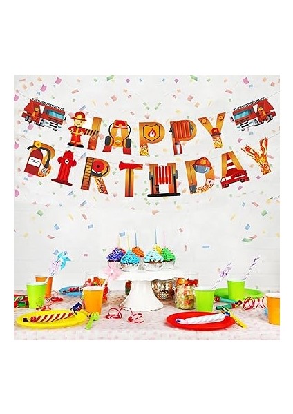 Itfaiyeci Happy Birthday Çelenk, Itfaiyeci Doğum Günü Dekorasyonu, Doğum Günü Çelenk Seti, Parti Dekorasyonu, Itfaiye Tarzı, Happy Birthday Yazısı, Çocuk Partisi Için modelleri