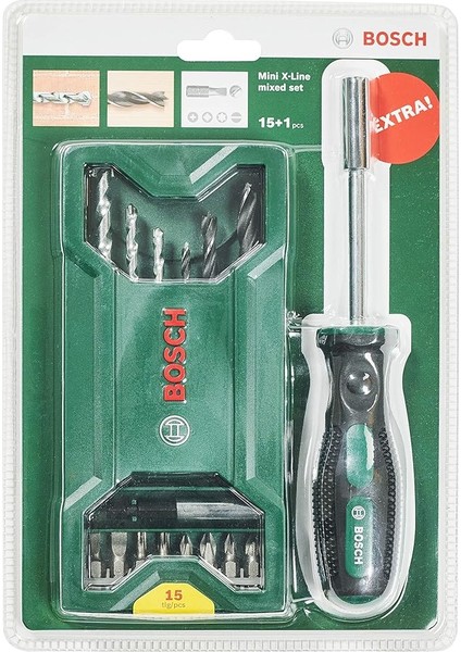 Home And Garden 15 + 1 Parça Mini X-Line Karışık Set + Tornavida (Ahşap ve Taş Için, Matkap/tornavida Aksesuarı)