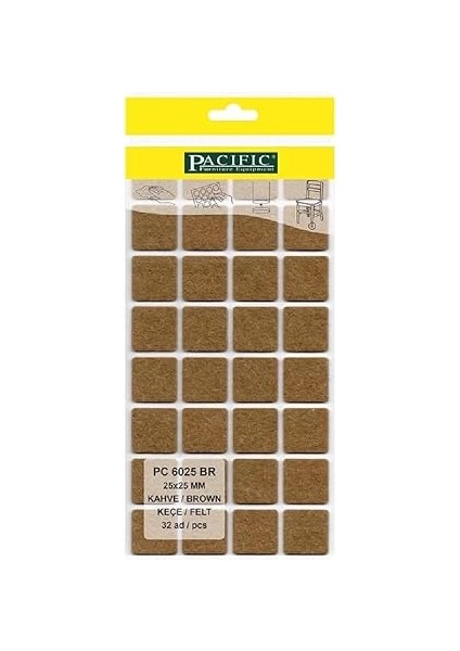 Mobilya Keçesi,kendinden Yapışkanlı Zemin Koruyucu Kahverengi (25X25MM) fiyatları