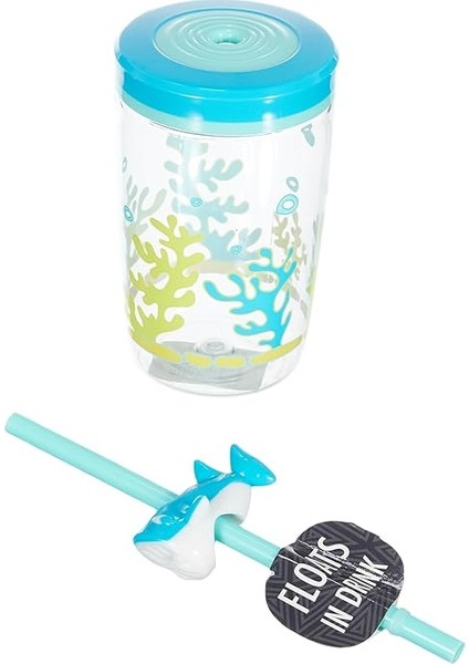 Yüzen Köpek Balığı Pipetli Tritan Bardak 470 Ml, Mavi modelleri