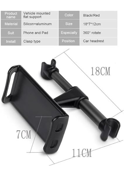 Araba Koltun Arkası Telefon ve Tablet Tutucu 360 Derece Dönebilen Dik ve Yatay Konumlandırılabilen 4 Inç ve 11 Inç Arası Cihazlar Için Uygun NRT-082 fırsatları