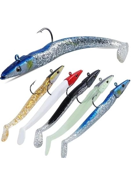 5 Adet 12CM 20GR Silikon Jig Balık Yem Seti Çipura Levrek Katili Kutulu indirimleri