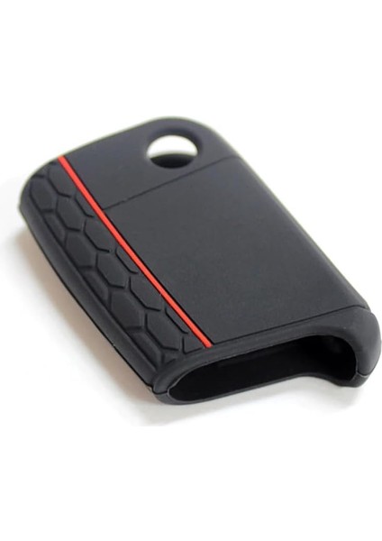 Kamiq ile Uyumlu Siyah Kırmızı Çizgili Silikon Anahtar Kabı Kılıfı modelleri