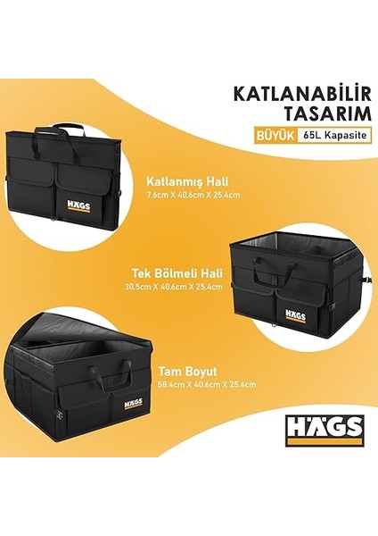 Araba Bagaj Çantası, Araç Içi Düzenleyici Organizer, Katlanabilir Oto Bagaj Düzenleyici, Oto Aksesuarları, Sağlam Araba Alet Eşya Düzenleyici - 65 Lt- Siyah fiyatları