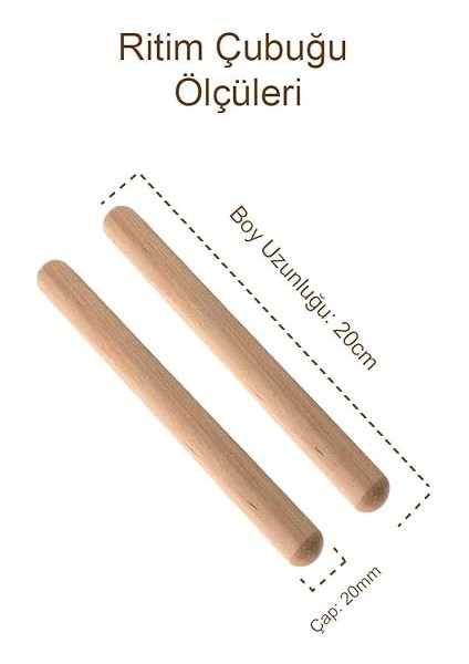 Orf-Bt-55 Örf Aletleri Ahşap Akça Ağaç Ritim Çubuğu 2 Adet (Çift) fiyatları