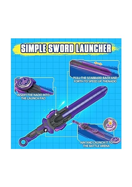 Nado Savaş Üstleri Erkek Çocuklar Için Patlama Oyuncağı Grils Yaş 5+ Oyun Üstü Oyuncaklar, Kılıç Fırlatıcı - Dream World Magic Dragon, Lightning Purple modelleri