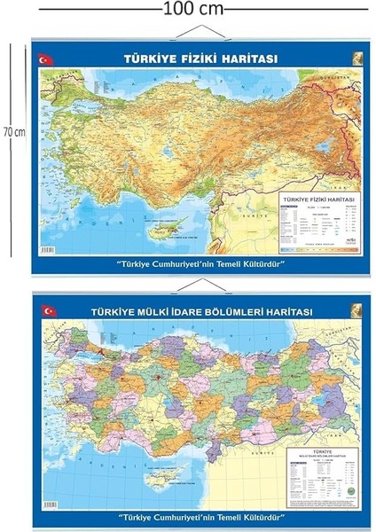 Türkiye Siyasi + Fiziki Çitalı Harita 70 x 100 cm