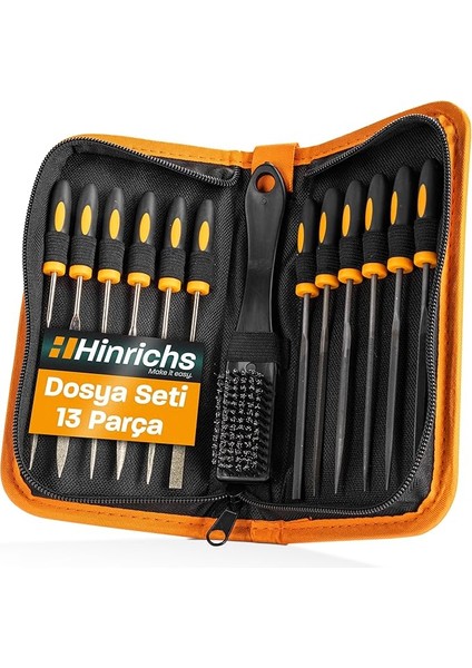 Metal ve Ahşap Dosya Seti 13 Parça - Kutu Içeriği: 6x Elmas Eğe, 6x Çelik Eğe, 1x Çelik Fırça - Profesyonel Eğe Seti, Mini Eğe Seti, Anahtar Eğe Seti, Iğne Eğe Seti, Ahşap Törpü