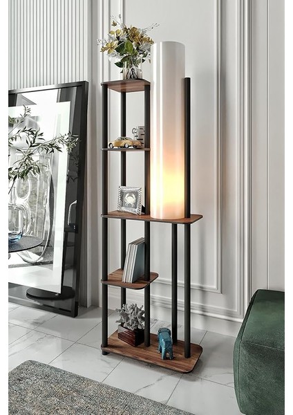 Dor Lambader – Ceviz Renkli Şık Ahşap Gövde, Modern ve Minimalist Tasarım, E27 Duy Uyumlu, LED Ampul ile Kullanılabilir, Göz Yormayan Aydınlatma, Kolay Kurulumlu Salon Lambası