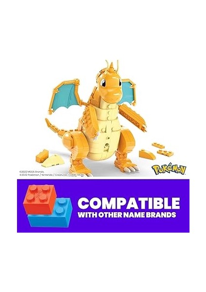 Çocuklar Için Kinetik Yapı Parçasıyla Hareket Özelliği Bulunan, Birleştirilebilir ve Eklemleri Bükülebilir Büyük Ölçekli Mega Pokémon Dragonite Yapı Oyuncakları, HKT25 modelleri