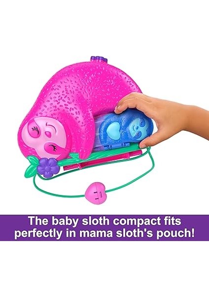 Pocket™ Tembel Hayvan Ailesi 2'si 1 Arada Kompakt Çanta Polly Pocket™ Bebekler ve Oyun Seti, Seyahat Oyuncakları, Tembel Hayvan Ailesi 2'si 1 Arada Kompakt Çanta HRD40 modelleri