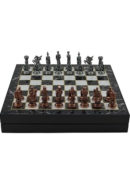 Orta Boy Metal Truva-Sparta Satranç Takımı Antik ve Mermer Desenli Sandıklı Mdf Tahtası (36X36X6 Cm.) fırsatları