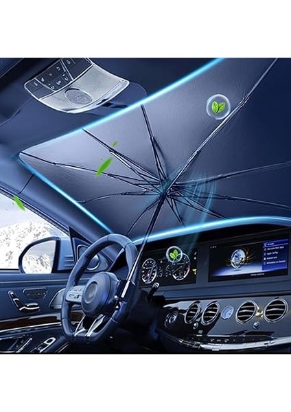 Içi Ön Cam Güneşliği, Katlanabilir Şemsiye Şeklinde Otomobil Ön Cam Güneşliği,%99 Etkin Koruma, Otomobil, Suv, (140 x 79 Cm) fırsatları
