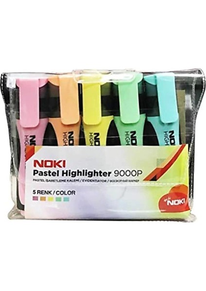 Noki Fosforlu Kalem 5 Li Paket Pastel Renkler 9000P5PVC