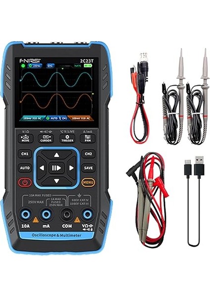 2C23T El Tipi Dijital Osiloskop Multimetre + Fonksiyon Sinyal Jeneratörü En Son 3'ü 1 Arada Çift Kanallı Osiloskop Sinyal Jeneratörü 10MHZ*2 50MS/S