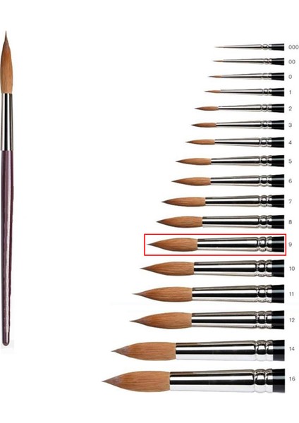 Samur 9 No Sulu Boya Fırçası (Adet)