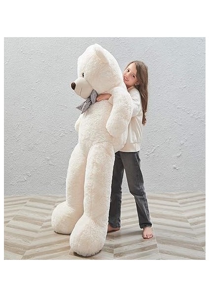 175 cm Papyonlu Dev Boy Peluş Ayı -% 100 Yerli Beyaz indirimleri