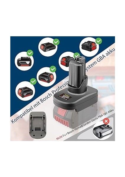 Bosch Professional 18 V System Gba 18 V Akü Için Akü Adaptörü, Bosch Professional 12 V System Gba Elektrikli Aletler ile Çalışır fiyatları