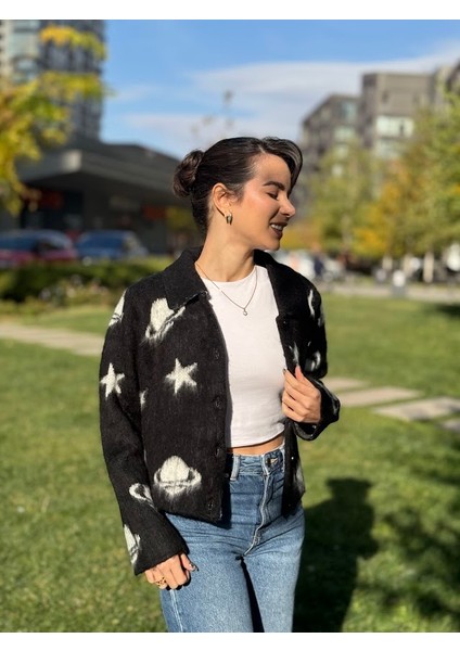 Gezegen Desenli Yumoş Sakallı Hırka modelleri