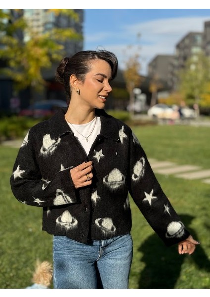 Gezegen Desenli Yumoş Sakallı Hırka fırsatları