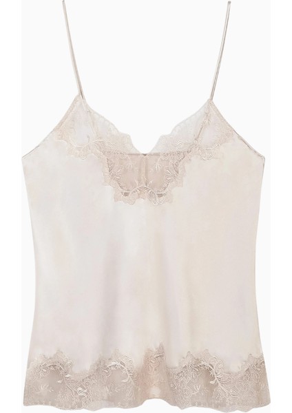 Satin Lace Detail Camisole V Yaka Kadın Bluz fiyatları