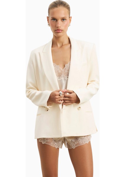 Satin Lace Detail Camisole V Yaka Kadın Bluz