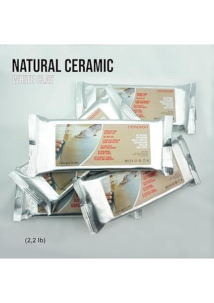 Seramik Kil Hamuru, Beyaz 1000 Gr(1 Kg) Fırınlamaya Gerek Olmayan Güzel Sanatlar Figür Heykel Modelleme Oyun ve Montessori Sınıfları Için Toksik Olmayan Doğal Kil modelleri