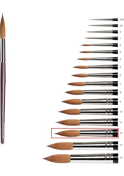 Samur 12 No Sulu Boya Fırçası(Adet)