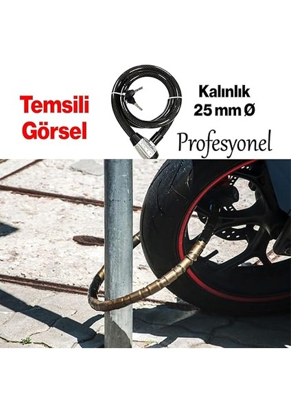 Motosiklet Bisiklet Halat Zinciri Hırsız Kilidi 150 cm Çelik Kilit Çap 25 mm Ø 1 Adet modelleri