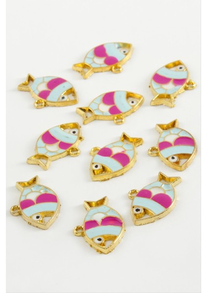 shop Balık Tek Kulplu Mineli Bileklik ve Kolye Ucu Aparatı 1 Adet-Sarı