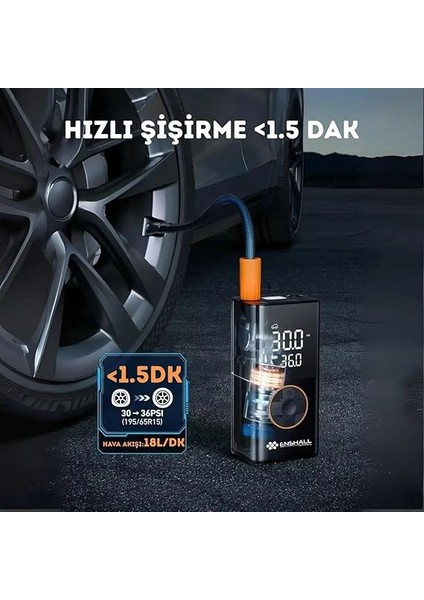 Auhma Model Lastik Şişirme Cihazı Taşınabilir Hava Kompresörü Ekranlı Kablosuz Bisiklet Pompası, 150 Psı LED Işıklı Araba Lastikleri Pompası Arabalar, Motosikletler Için Hava Pompası fiyatları