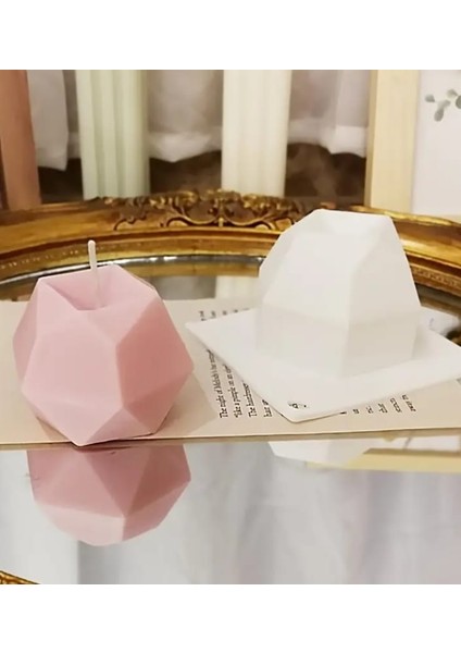 Geometrik Mum Silikon Kalıp Taş Tozu Mum Epoksi Reçine Silikon Kalıp Dayanıklı Esnek