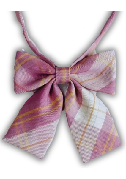 Ekose Kadın Papyon Pembe