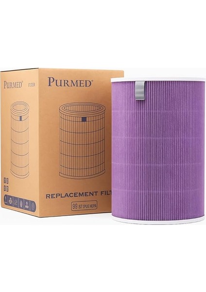 Xiaomi Smart Air Purifier 4 Lite Uyumlu Mor Hepa Filtre | Toz, Alerjen ve Pm2.5 Giderici | Yüksek Verimli Hava Temizleyici Filtresi