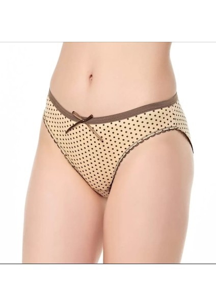 Puantiyeli 3 Lü Bikini Kesim Külot Tenn Rengi