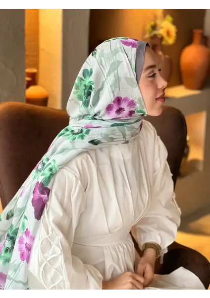 Fiori Desen Lina Şal - Koyu Gri