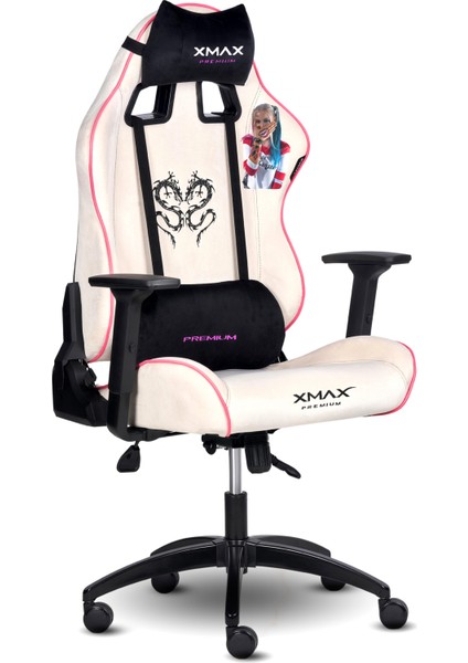 / Baskılı Rio Balerion Terletmez Kadife Kumaş Beyaz Gaming Oyuncu Koltuğu / 120 kg Taşır fiyatları