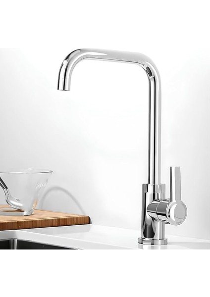 Star Lüx Kuğu Batarya Krom Lavabo Banyo Mutfak Musluğu Musluk Mermer Tezgah Üstü Çift Su Giriş Evye